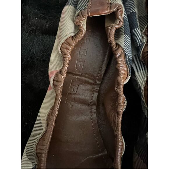 Burberry Brown Leather Canvas Nova Check Three Buckle Ballet Flats Shoes 9.5 - Picture 4 of 12